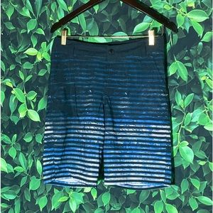 Boys Art Class Swim Hybrid Shorts Navy Stripes Pockets Snap Close 16